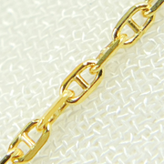 14K Solid Yellow Gold Flat Marina Link Chain